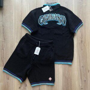 Large Casablanca Men`s Black Shirt And Short Set New